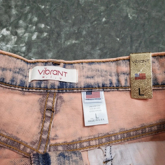 Vibrant M.I.U. Distressed Coral Cutoff Shorts - Picture 5 of 8